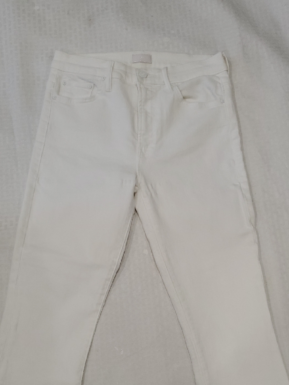 MOTHER White Raw Hem Cropped Jeans - Picture 2 of 15